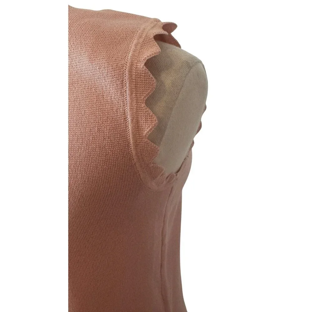 2/$30 NWT Bar III Size Small Pink Sleeveless Scallop Trim Top Polyester/Viscose - Picture 10 of 16